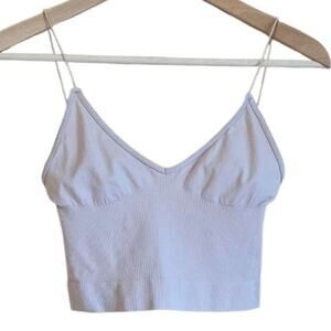 Free People Intimately Ribbed V Neck Cami Crop Top Nude XS/S